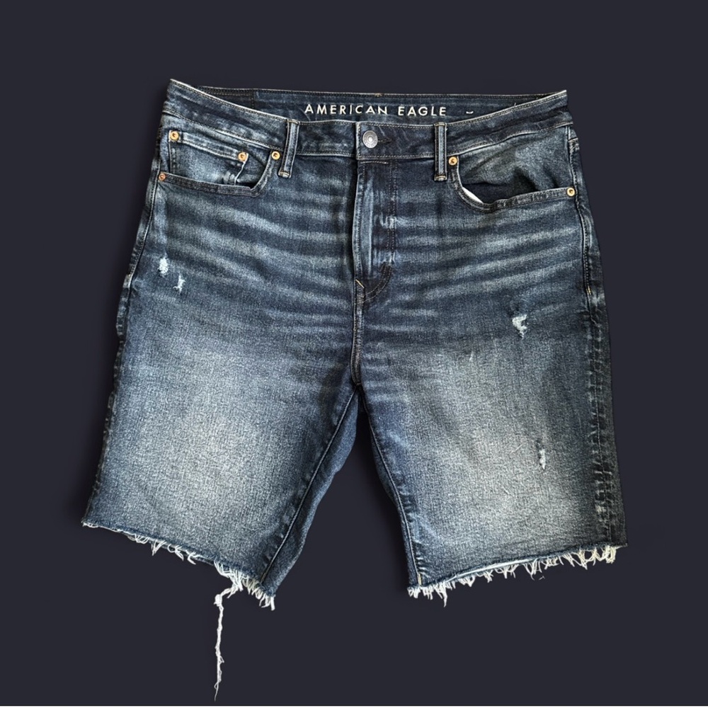 American Eagle Outfitters Men's Faded Black Jean Shorts